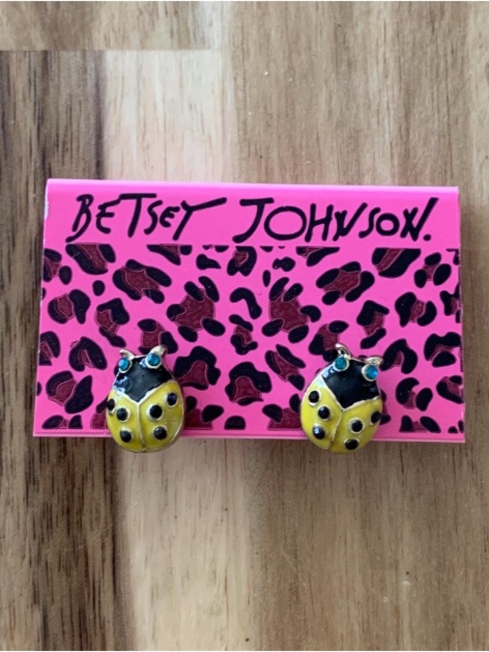 Betsey Johnson enameled yellow bug ladybug earrings jewelry NWT